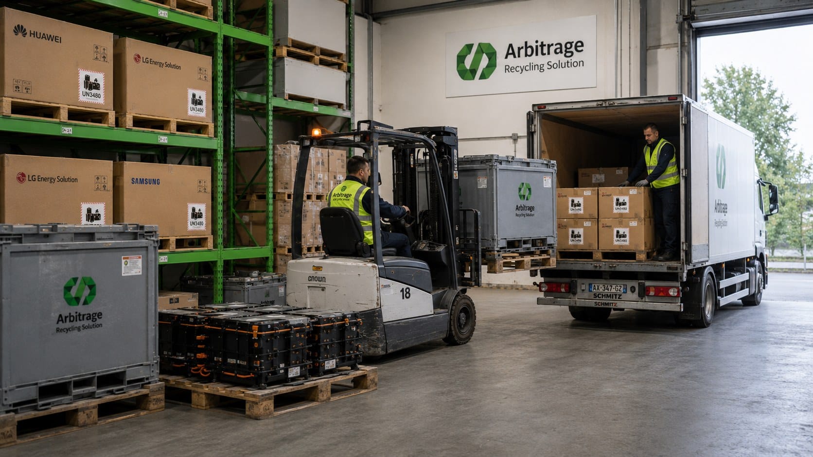 Verladung und Abholung von Lithium-Batteriebeständen