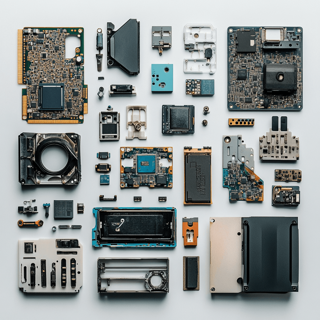Verschiedene ICT-Hardwareteile für Wiederverwendung und Elektronikrecycling